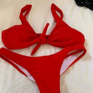 Adorable matching red bikini set